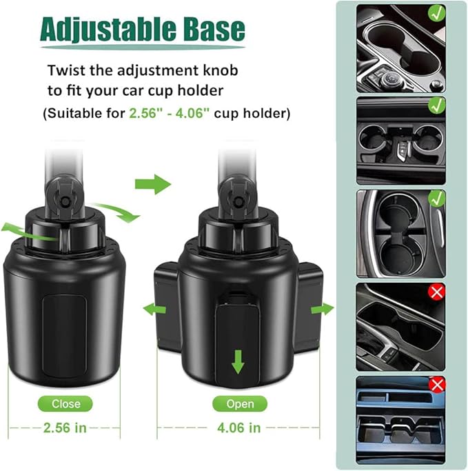 Car Cup Holder Tablet Mount for 4-13" iPad & Phone, Universal Truck Cup Tablet Mount with Adjustable Arm for iPad Pro 12.9 9.7 Air Mini, Samsung Galaxy Fold 4 3, Kindle Fire HD, iPhone etc