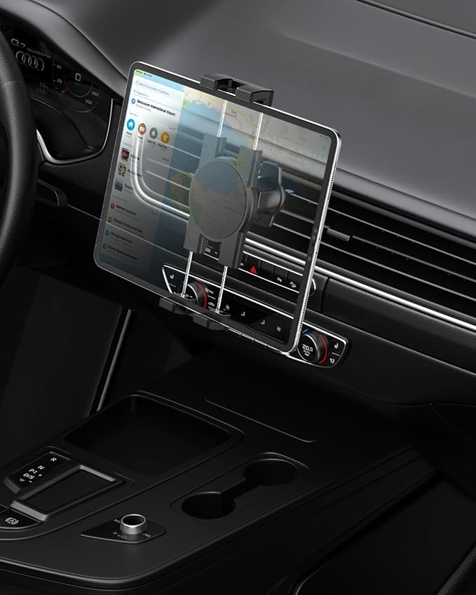woleyi Car Vent Tablet Mount, Air Vent Clip Tablet Holder for Car with Adjustable Metal Hook Clamp, Compatible with iPad Pro/Air/Mini, Galaxy Tabs/Z Fold, iPhone, More 4.7-13" Cell Phones and Tablets
