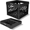 CleverMade Collapsible Milk Crate 25L (6.6 Gal), 50 lb Capacity Heavy Duty Folding Crate – Stackable Storage Crates with File