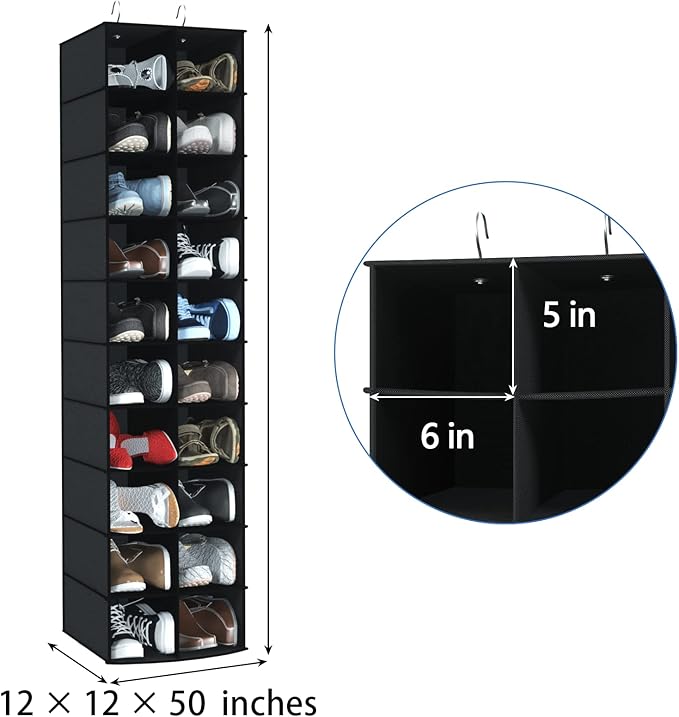 coastal rose Hanging Shoe Organizer for Closet, 20 Sections Hanging Closet Organizers and Storage Shelves, Space Saving Hangi
