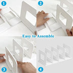SAYEEC Desk File Sorter Vertical Desktop File Folder Organizer 4 Section Plastic Book Holder Adjustable Shelf Dividers Closet