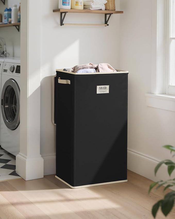 SOLEDI Laundry Hamper with Lid 100L Large & Tall Collapsible Laundry Basket, Clothes Hamper with Bag Removable Easy to Carry,