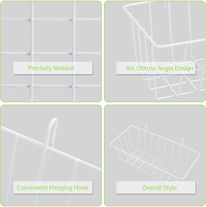 10 Pack Wall Grid Panel Hanging Wire Basket, Metal Wall Storage and Display Basket, Grid Wall Storage Basket for Kitchen, Hom