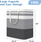 BlissTotes 3-Pack Laundry Basket, Freestanding＆Waterproof Laundry Hamper, Collapsible Tall Clothes Hamper with Easy Carry Han