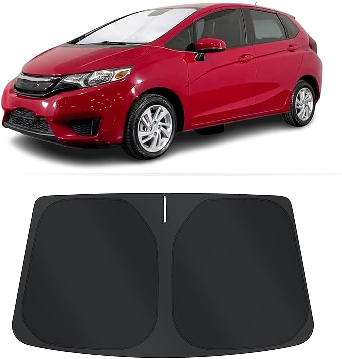 TINGLU Sun Shade for Honda Fit 2015-2020 Accessories Windshield Sun Shade Window Shade UV Rays Protection Sun Visor Cover with Steering Wheel Sunshade Storage Bag