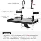 2-in-1 Car Steering Wheel Desk & Back Seat Tray - Adjustable Laptop Stand for Car Office, Eating, Writing - Universal Mobile Workstation for Truck, Van, SUV