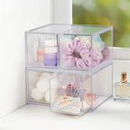 STORi Chloe Space-Saving Clear Drawer Organizer (4 Tall Drawers) Sort Office, Kitchen, Beauty Supplies, Makeup, Pens, Jewelry