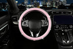 Bling Diamond Leather Steering Wheel Cover, Pink Steering Wheel Covers for Women Girls with Crystal Rhinestones, Universal Fit 14.5“-15" Car Steering Wheel Bling Cover Accessories