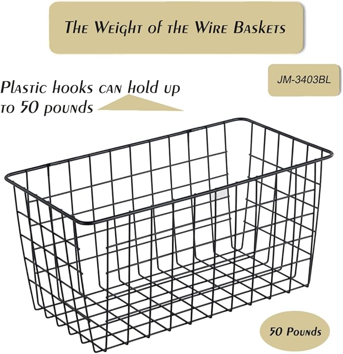3 Pack【Extra Large】Hanging Kitchen Basket,Wire Storage Basket,with Traceless Tape and High-Strength Nylon Hooks,no Drilling,f