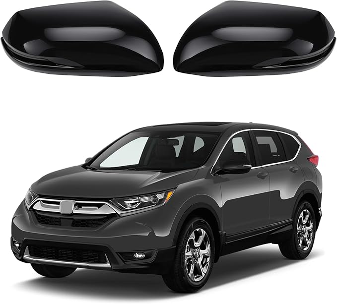 Pair Mirror Cover Cap Compatible with Honda CRV 2017-2022 / HRV 2016-2022, Door Side Rearview Mirror Replacement with Turn Signal Cut-Outs, Glossy Black