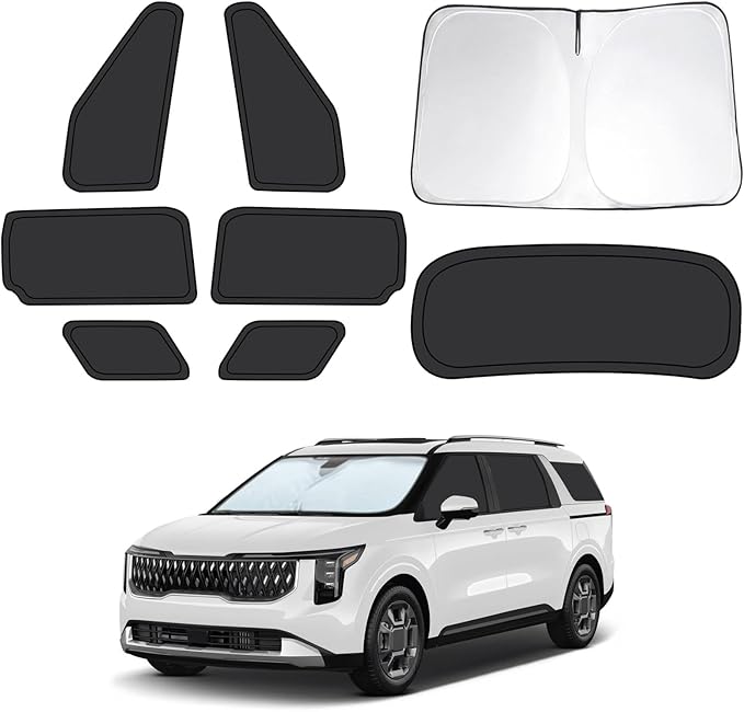 8pcs Car Window Shades for Kia Carnival 2022-2024 2025, Full Car Window Covers for Privacy, Sunshades for Carnival Front Rear Windshield Side Windows to Block UV and Protect Privacy