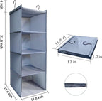 Hanging Closet Organizer, Easy Mount Foldable 4-Shelf Hanging Closet Wardrobe Storage Shelves, Clothes Handbag Shoes Accessor