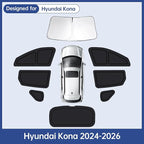 Car Window Shades for Hyundai Kona 2024-2026, Full Car Window Covers for Privacy, Sunshades for Kona Front Rear Windshield Side Windows to Block UV and Protect Privacy(8pcs)