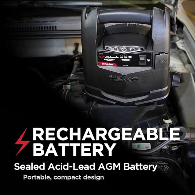 Schumacher Electric 600A Car Battery Jump Starter and Portable Power Station, 3-in-1 Solution, 12V DC Outlet, for 12V Power