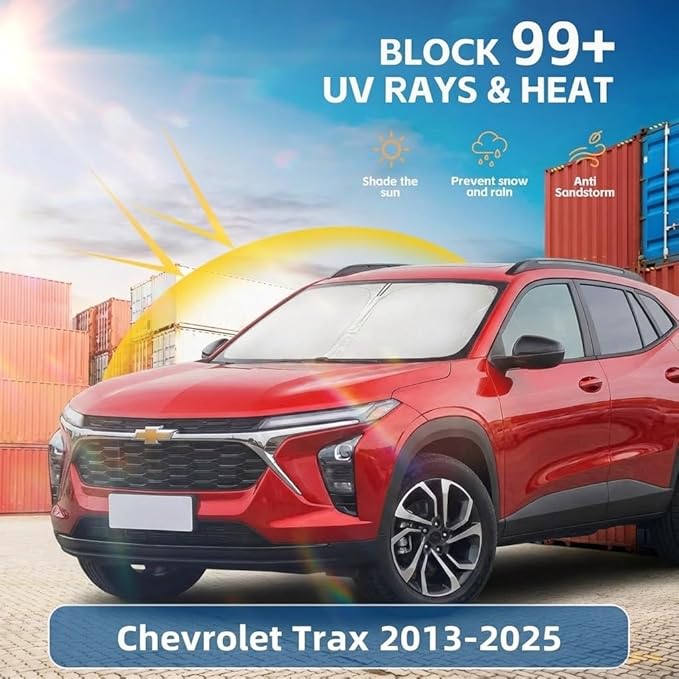 Windshield Sun Shade for Chevy Trax 2013-2024 2025 Sunshade Front Window Shade Custom Fit Trax Accessories Sun Visor Foldable Shade Blocks UV Rays Accessories