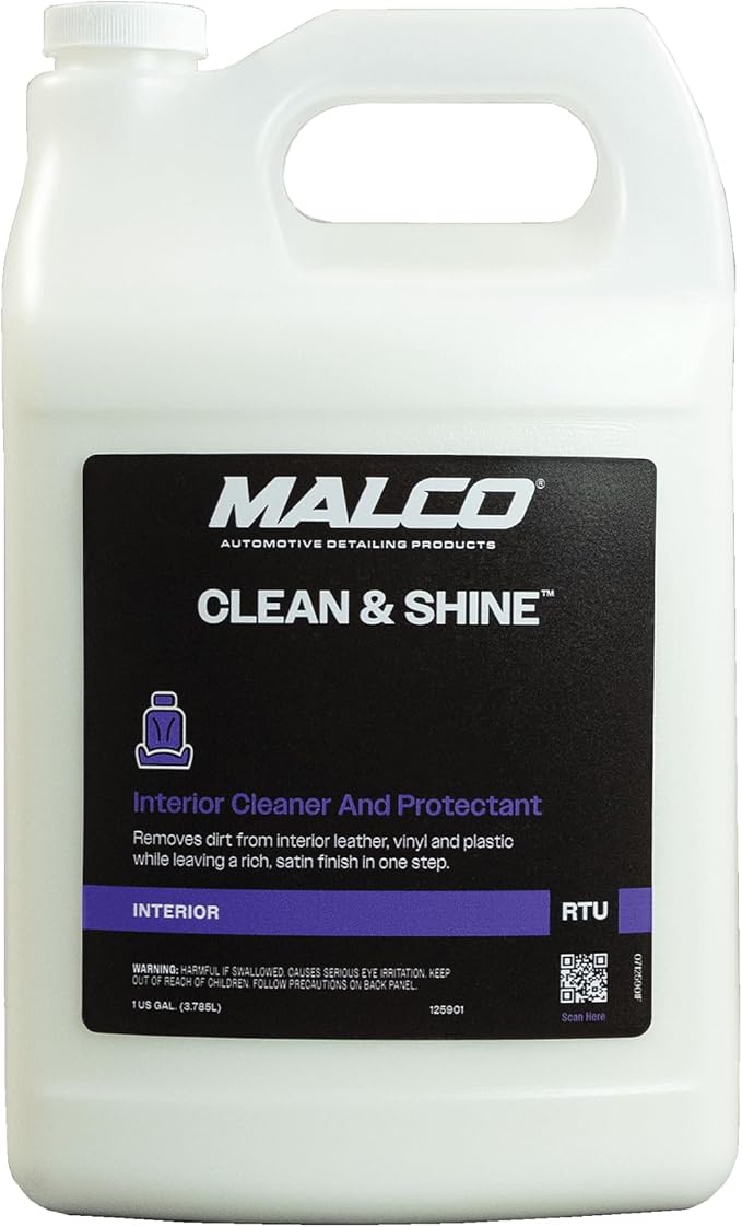 Malco Clean and Shine Interior Car Cleaner and Dressing - Best Interior Car Care to Restore Leather Plastic and Vinyl / 1 Sim
