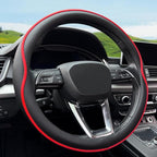 HAOTULE Leather Steering Wheel Cover， with Anti-Slip Stripe Design - Enhanced Grip, Fashion Style, Safe, Non-Slip, Breathable