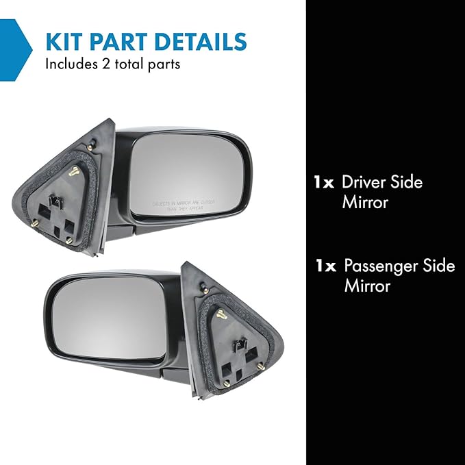 TRQ 2 Piece Driver and Passenger Side Mirror Assembly Set Electric Adjustment Heated No Memory Black Compatible with 2007-201