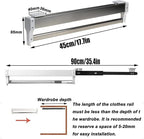 Pull-Out Clothes Rail,Extendable Clothes Rail with Sliding Track,Pull Out Closet Rod Adjustable Wardrobe Rail Clothes Rack,Wa