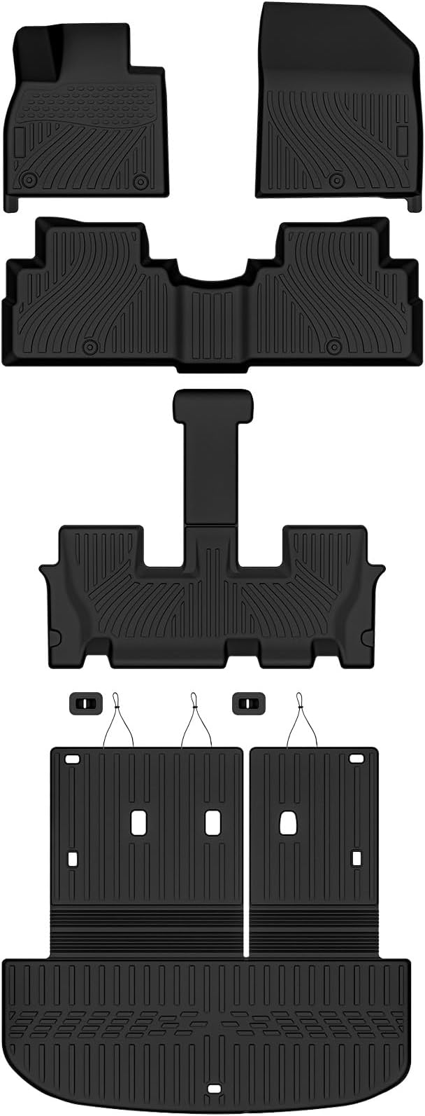 Auxko All Weather Floor Mats Cargo Mat with Backrest Mat for Hyundai Palisade 2020-2025 TPE Liners Accessories Guard Odorless Anti-Slip Floor Liners & Trunk Liner & Back Seat Protectors