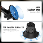 NEEWER Triple Suction Cup Car Mount Kit, Carbon Fiber Camera Mount with Action Camera Adapter, NATO Rail & 24"/60cm Extension Pole Compatible with GoPro Insta360, 2.2lb/1kg Max Load, CA136
