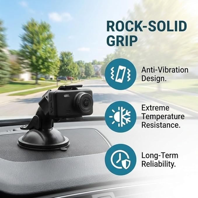 4 Pack Universal Car Dash Cam Mount - Vacuum Suction Cup Holder with 4 Interchangeable Heads for GPS Navigation and Dashboard Recorder(Card Slot)