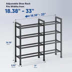 Abiglifty 4-Tier Expandable Shoe Rack,17"-33" Adjustable Shoe Rack for Closet,Metal Shoes Shelves for Front Door Entrance, Ga