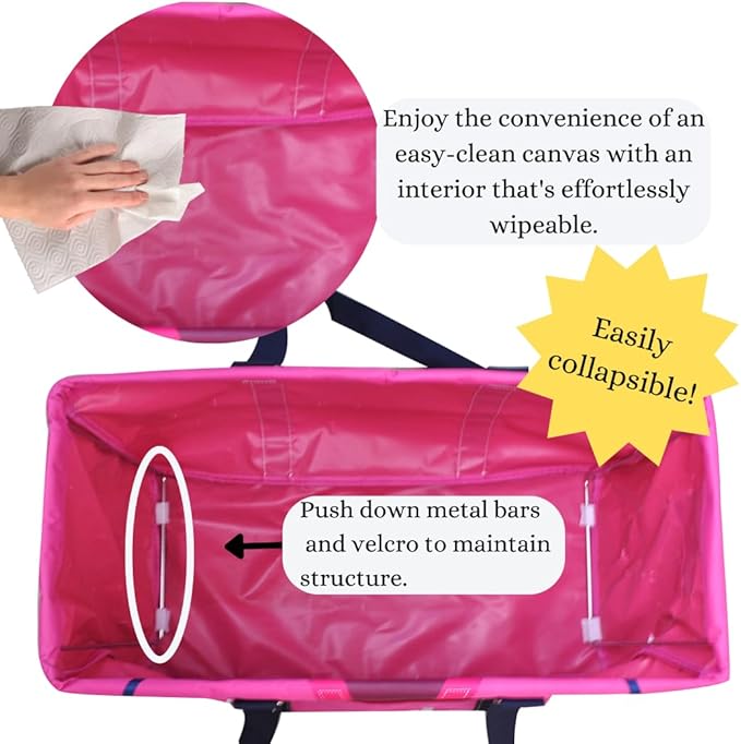 NGIL Extra Large Utility Tote Reusable Grocery Bag Oversized Collapsible for Groceries, Storage, Picnic, Beach (Nurse Life-hot Pink)