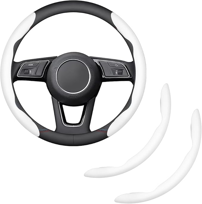 2-Piece Steering Wheel Cover, Carbon Fiber Segmented Steering Wheel Protector, Universal and Anti-Slip Durable Car Leather Pr