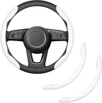 2-Piece Steering Wheel Cover, Carbon Fiber Segmented Steering Wheel Protector, Universal and Anti-Slip Durable Car Leather Pr