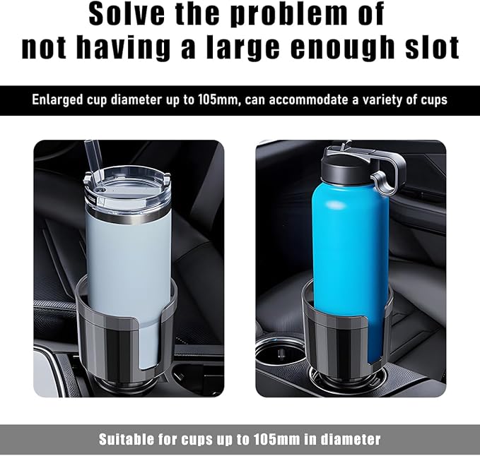 Yourkar Car Cup Holder Extender, Automotive Insert Cup Holder with Adjustable Base, Expandable Auto Adapter Accommodates Cups with Ears and Large Water Bottles, Car Accessories