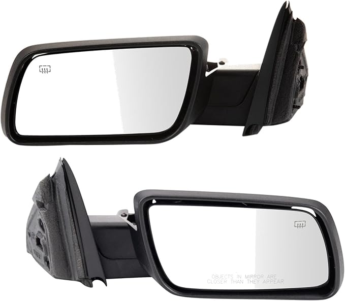 TRQ Driver & Passenger Side Power Heated Mirror Set Smooth Black Manual Fold Compatible with 2009-2012 Ford Flex FO1320359 FO
