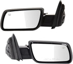 TRQ Driver & Passenger Side Power Heated Mirror Set Smooth Black Manual Fold Compatible with 2009-2012 Ford Flex FO1320359 FO
