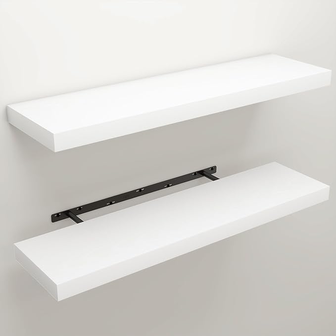 Floating Shelves for Wall, 9.3" Deep Wall Mounted Wood Shelves for Bathroom, Bedroom, Living Room, Kitchen, Hanging Shelf for