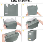 BALEINE File Organizer Box, Cardboard File Folder Organizer with Handle for Letter Size, Portable Collapsible Hanging Filing 