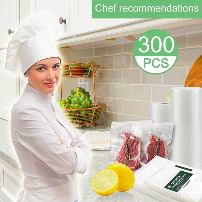O2frepak 300 Count 10x13 Plus Quart Vacuum Sealer Bags with BPA Free and Heavy Duty, Vacuum Seal Food Sealer Bags,Great for F
