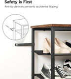 HOOBRO Shoe Rack, 4 Tier Shoe Storage Organizer with 3 Oxford Fabric Shelves and Top Panel, Holds 12-16 Pairs of Shoes for En