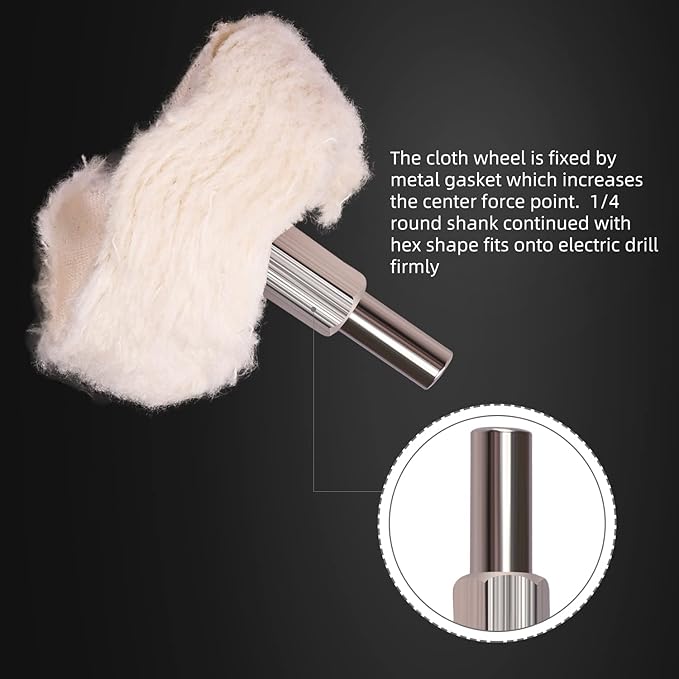 Polishing Wheel for Drill, SPTA Buffing Mop for Drill, 8Pcs White Flannelette Polishing Mop Wheel Grinding Head with 1/4" Hex Shafts for Manifold/Aluminum/Stainless Steel/Chrome