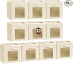 Homsorout Foldable Storage Cubes - Cubby Storage Organizer with Window, Decorative Baskets for Organizing, 11 Inch Fabric Cub