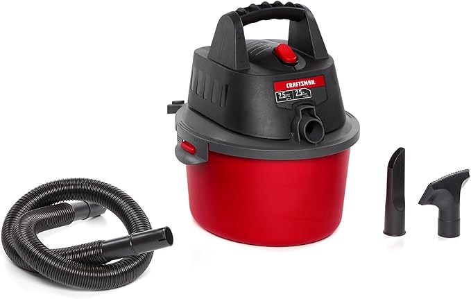 CRAFTSMAN CMXEVBE17250 2.5 Gallon 2.5 Peak HP Wet Dry Vac, Portable Shop Vacuum Wet and Dry with Filter Bag, Hose and Attachm