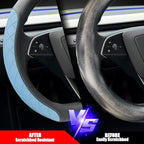 LKWLIKEI Leather Steering Wheel Cover. Elegant Diamond Checkered Design, Non-Slip and Breathable, for Tesla Model 3/Y Steerin