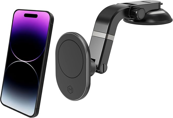 Magnetic Phone Car Mount - Magnetic Cell Phone Holder for Car - Perfect for Magsafe Compatible Device iPhone 12-17 & iPhone Air, Galaxy, Smartphone - Multi-Angle Adjustable Suction Cup
