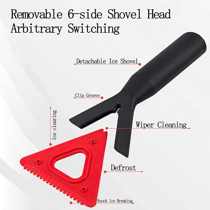 42" Car Snow Brush & Ice Scraper Red Snow Brush for Car Extendable, Upgraded Heavy Duty Pivoting Snow Broom for SUV Trucks Windshield Snow Cleaning