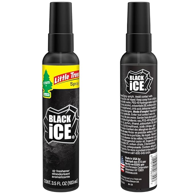 LITTLE TREES Car Air Freshener | Spray Provides a Long-Lasting Scent for Auto or Home | On-the-go Freshness | Black Ice, 6 Ai