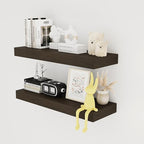 Floating Shelves Board for Wall with Brackets – 24" L x 10" W x 2" T Rich Walnut Melamine Wood Floating Shelves for Bathroom,