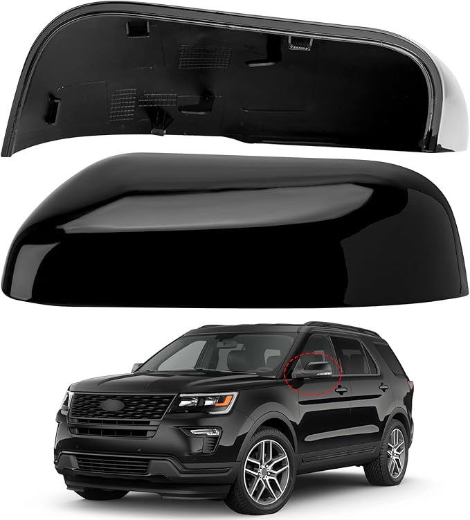 Driver Side Mirror Cover Replacement for Ford Explorer 2016 2017 2018 2019 - Left Side Mirror Covers, Rear View Mirror Cap Accessories Black