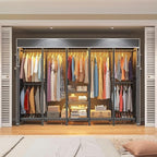 Raybee 90.6" W Extra-Large Clothes Rack with Cover, Freestanding Clothing Racks for Hanging Clothes, Heavy Duty Closet Organi