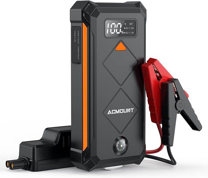 Acmount P110 Car Jump Starter, 6000A Peak Lithium Jump Starter Battery Pack for Up to 10.0L Gas or 8.0L Diesel Engine, Safe