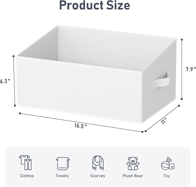 DIMJ Closet Storage Bins 8 Pack - Fabric Storage Baskets for Shelves, Large Clothes Organizers with Handles, Trapezoid Shelf 