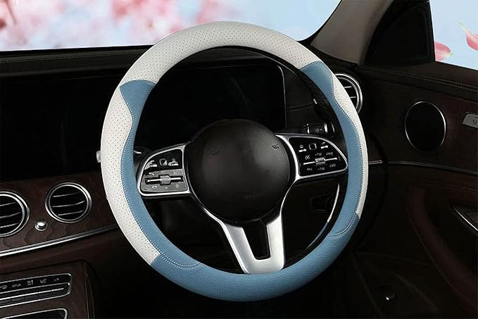 Fashion Cat Ear Leather Steering Wheel Cover Women Girl 15"(38cm) Universal Fit Auto D Shaped Leather Steering Wheel Covers (